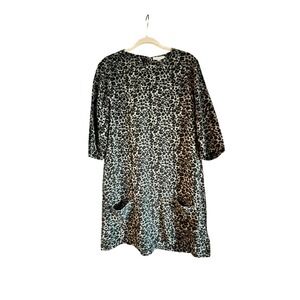 Equipment Femme 100% Silk‎ Leopard Print Midi Dress Comfortable Lagenlook